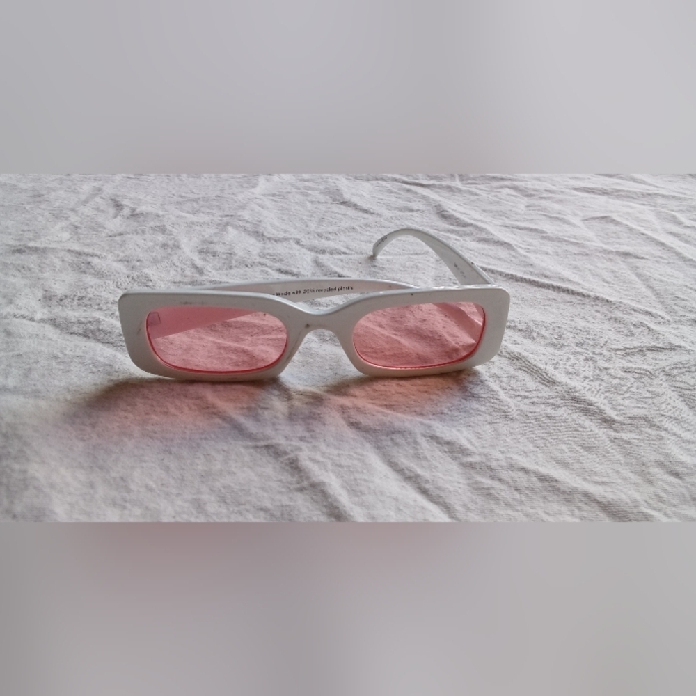 White Sunglasses with Pink Lenses
